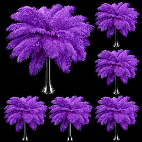 Vista 10 de Berlune 150 plumas de avestruz grandes a granel de 12-14 pulgadas (11.8-13.8 in), plumas de avestruz naturales para manualidades, manualidades, Negro