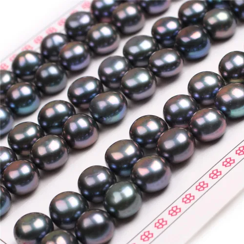Vista 20 de 16 pares de perlas cultivadas de agua dulce de grado AAA para hacer aretes de joyería (negro)