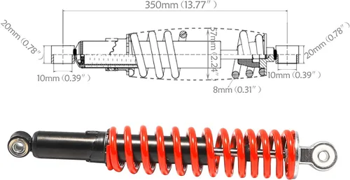 Vista 2 de 13,75" suspensión delantera del choque del amortiguador de choque de 1,148.3 ft m para Quad ATV Dune Go Kart