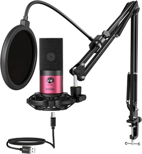 Vista 11 de FIFINE Micrófono USB de condensador de estudio, kit de micrófono para computadora con brazo de brazo ajustable, soporte de choque para instrumentos