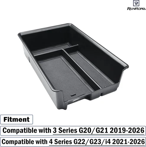 Vista 2 de RUNROAD Organizador de consola central compatible con BMW Serie 3 G20/G21 2019-2026 y Serie 4 G22/G23/i4 2021-2026 Accesorios, bandeja de consola