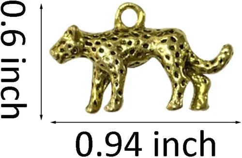 Vista 2 de 30 dijes de leopardo de aleación 3D de guepardo, dijes de animales de imitación de gato grande, accesorios para pulseras, collares, aretes