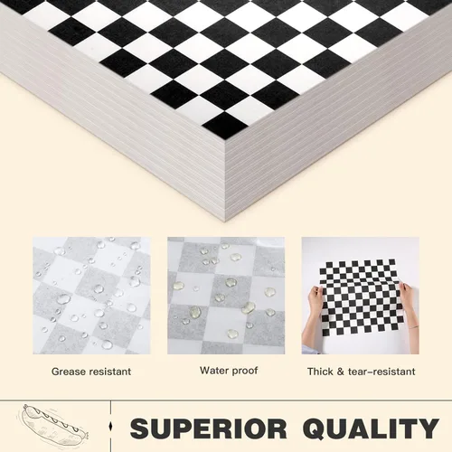 Vista 3 de Colarr 1000 hojas de papel encerado a granel de 15 x 15 pulgadas, papel grande para envolver sándwiches a cuadros, para hamburguesas, pan, Negro