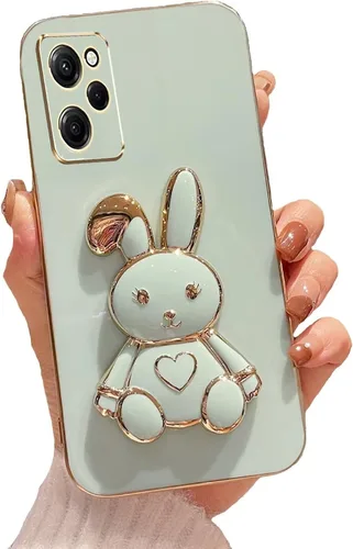 Vista 57 de Funda con soporte de conejo de corazón para Xiaomi Redmi A1, galvanizado suave TPU protector delgado a prueba de golpes con lindo conejito soporte