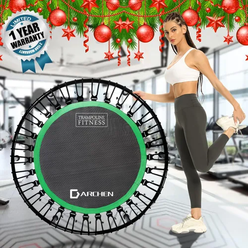 Vista 6 de DARCHEN - Mini trampolín para adultos, 450 libras; para interiores, para entrenamiento, fitness; da un rebote silencioso y seguro [40 pulgadas]