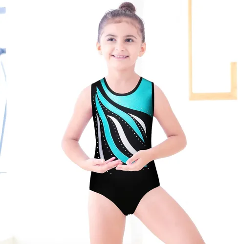 Vista 2 de BAOHULU Leotardos de gimnasia para niñas con bordado de purpurina