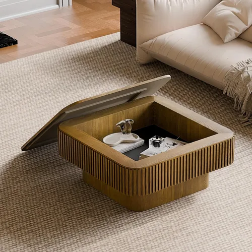 Vista 20 de Mesa de Centro con Tapa Elevable Mesas de Centro Cuadradas para Muebles de Sala de Estar Acanalada Pequeña con Gran Centro de Almacenamiento Oculto