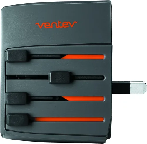 Vista 3 de Ventev Global Charginghub 300 Carga simultáneamente dos dispositivos USB, el adaptador de viaje de dos puntas funciona en más de 150 países, se