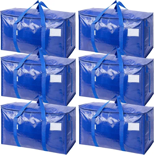 Vista 48 de TICONN Paquete de 2 bolsas de mudanza extra grandes resistentes con cremalleras y asas de transporte, bolsas de almacenamiento duraderas