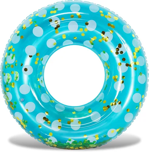 Vista 36 de POZA Flotador de Tubo Inflable para Piscina – Anillo de natación de confeti brillante, Tubo Inflable de Servicio Pesado Resistente a los Rayos UV
