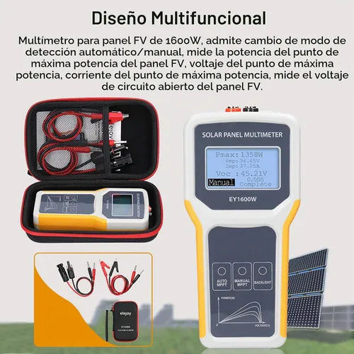 Vista 2 de Medidor de potencia solar CC/CA Probador de panel solar Multímetro de panel fotovoltaico de 1600 W MPPT Dispositivo de prueba de voltaje de circuito