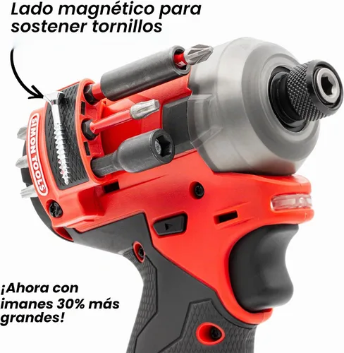Vista 3 de Simon Tools Portabrocas Magnético para Controlador de Impacto y Taladro Milwaukee M12 - Portabrocas Milwaukee para M12 Lado derecho rojo