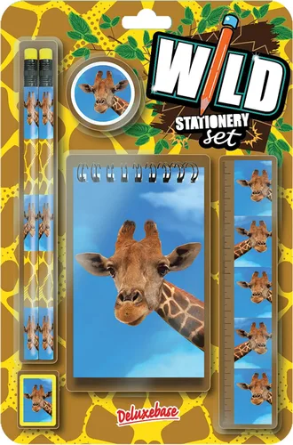 Vista 8 de Deluxebase Wild Stationery Set - Mariposa de animales de papelería con 2 lápices, borrador, sacapuntas, regla y lindo cuaderno. Suministros
