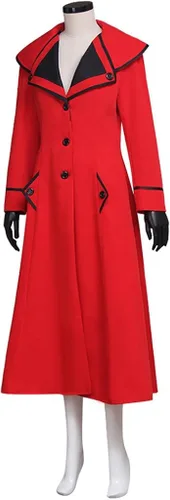 Vista 2 de Mujer Mary Poppins Traje Vestido Rojo Chaqueta Rojo Cosplay