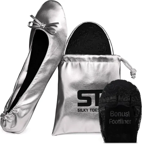 Vista 43 de Silky Toes Zapatos planos plegables para mujer, zapatos de ballet para A-Negro
