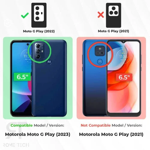 Vista 2 de Rome Tech Funda con clip para cinturón para Motorola G Play 2023 de 6.5 pulgadas, funda de teléfono celular de doble capa a prueba de golpes