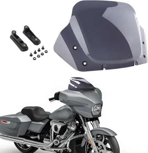 Vista 14 de Parabrisas ondulado negro de 4.5 pulgadas compatible con Harley Davidson Touring Street Glide/Electra Glide/Ultra Limited/Tri Glide FLHT FLHX FLHXS