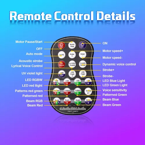 Vista 7 de Luces láser para DJ, luces de fiesta Pro 4 en 1 con activación por sonido y control DMX, espectáculo de luz láser RGBW y efecto de haz UV, luz láser