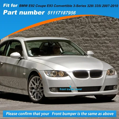 Vista 3 de Cubierta de gancho de remolque de parachoques delantero para BMW E92 Coupe E93 Convertible 3-Series 328i 335i 2007 2008 2009 2010 51117187956