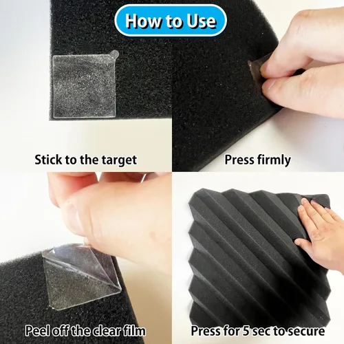 Vista 5 de FOROOMACO 300 Pack Mini Cinta de Montaje de Doble Cara Cuadrada Cinta Adhesiva de Alta Resistencia para Paneles de Espuma Insonorizantes, Decoración