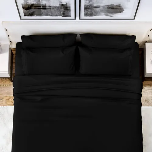 Vista 4 de Hannah Linen Fundas de almohada Queen – Juego de 2 fundas de almohada negras de microfibra cepillada – Cierre de envoltura de 20 x 30 pulgadas