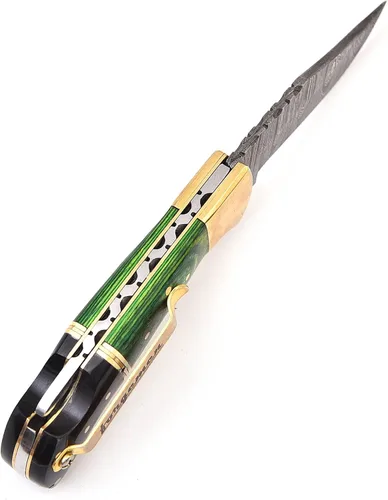 Vista 5 de Edición limitada, cuchillo de bolsillo de damasco, cuchillo de bolsillo de damasco con clip, cuchillo de bolsillo para hombres, cuchillo