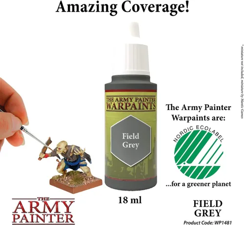 Vista 2 de The Army Painter Field Grey Warpaint - Pintura acrílica a base de agua muy pigmentada para juegos de rol de mesa, juegos de mesa y juegos de guerra