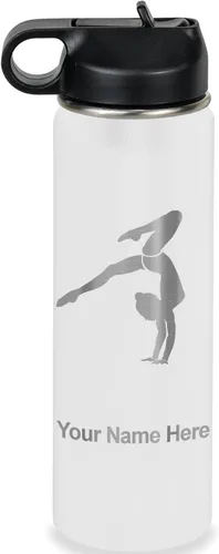 Vista 72 de LaserGram Botella de agua personalizada, soporte de mano de gimnasta, acero inoxidable de doble pared aislada al vacío con popote superior, regalo