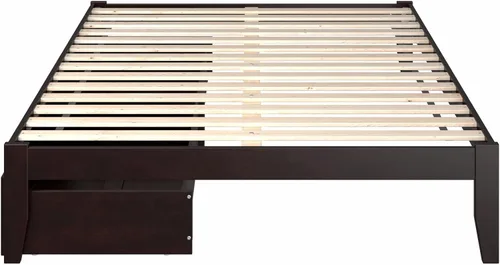Vista 4 de AFI, Colorado - Cama de plataforma Queen con 2 cajones de almacenamiento, color espresso