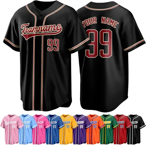 Vista 41 de Custom Baseball Jersey Personalized Short Sleeve Team Sport Uniform Baseball Shirt for Men Women Youth Boy