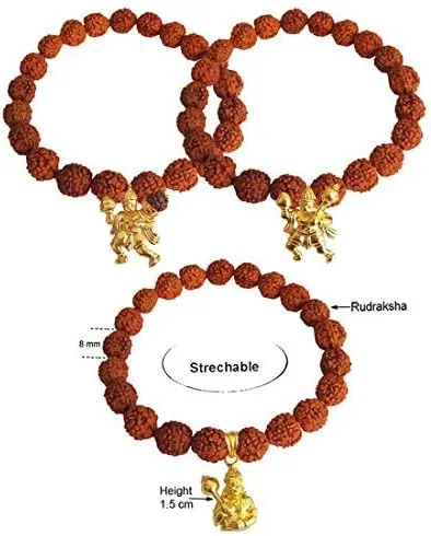 Vista 4 de Aleafa - Brazalete con dijes Hanuman color marrón dorado para hombres y mujeres #Aport-944
