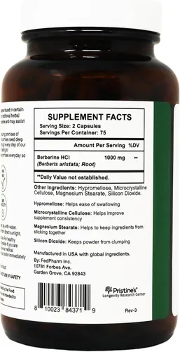 Vista 9 de PRISTINE'S Berberine - Cápsulas de suplemento de 1000 mg, 150