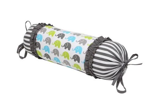 Vista 6 de Bacati - Almohada decorativa con diseño de elefantes azul/gris