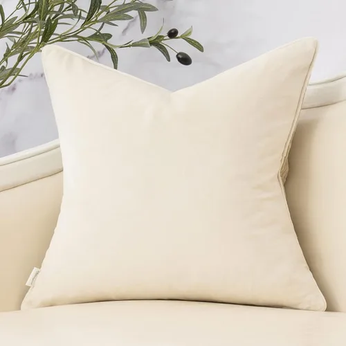 Vista 2 de Yangest Funda de Almohada Decorativa de Ramas Beige de Terciopelo Funda de Cojín Neutra para Sofá Sillón Dormitorio Sala de Estar Decoración