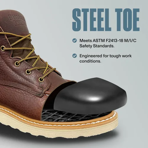 Vista 3 de EverBoots - Botas de trabajo con punta de acero, resistentes a la abrasión y al aceite, botas de cuña con puntera tipo mocasín, de piel aceitada