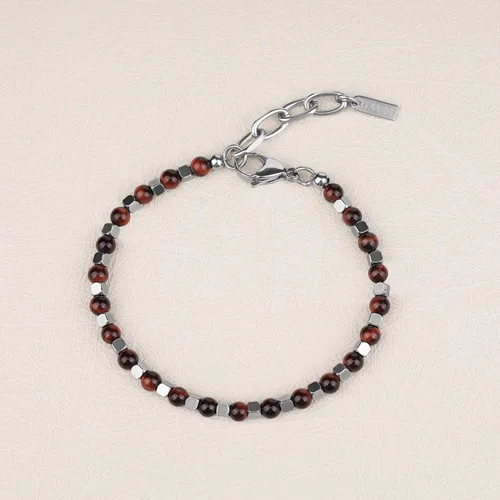 Vista 6 de GAVU Pulsera de cuentas de piedra para hombre con cierre de acero inoxidable