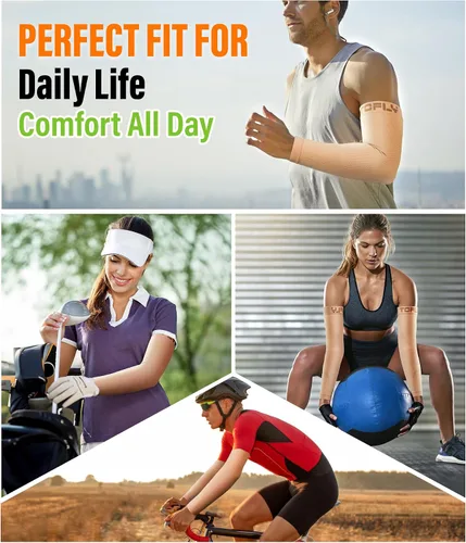 Vista 6 de TOFLY Coderas de compresión para hombres y mujeres (1 par), 20-30 mmHg, soporte de compresión graduado para codo de tenis, tendinitis, linfedema