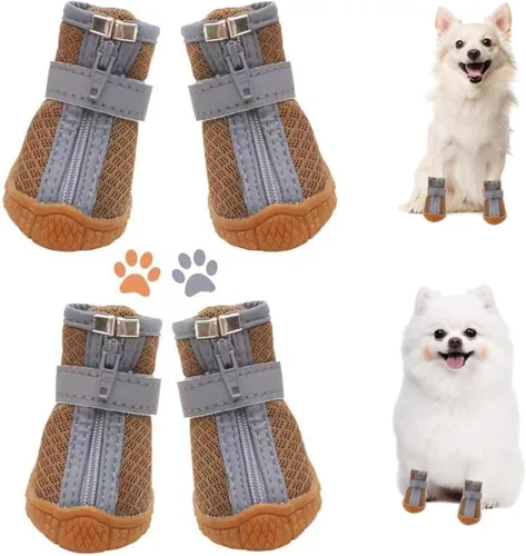 Vista 9 de Zapatos de perro para perros pequeños, botas para perros y protector de patas para el día de nieve de invierno, pavimento caliente de verano