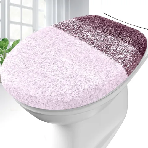 Vista 19 de OLANLY Funda de asiento de inodoro de microfibra suave para baño, cubiertas de asiento lavables a máquina, 17.5x15 pulgadas, con respaldo de goma