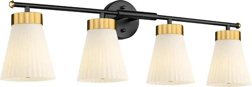 Vista 12 de HWH - Lámpara de pared para interiores, moderno aplique de pared con pantalla de vidrio a rayas blancas esmeriladas, aplique de pared individual