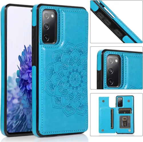 Vista 3 de Asuwish Funda compatible con Samsung Galaxy S20 FE y protector de pantalla de vidrio templado, ranura para tarjetero, función atril, cubierta