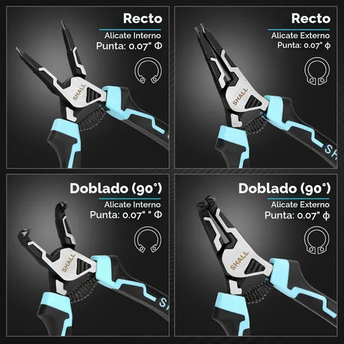 Vista 4 de SHALL Juego de Alicates para Anillos de Retención, 4 Piezas de Alicates para Anillos de Retención Resistentes de 7", Alicates para Anillos