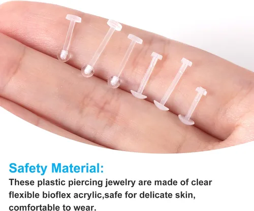 Vista 3 de SmallCat Retenedor de piercing transparente para mujeres y hombres, retenedor de anillos de labios de plástico transparente, retenedores de nariz