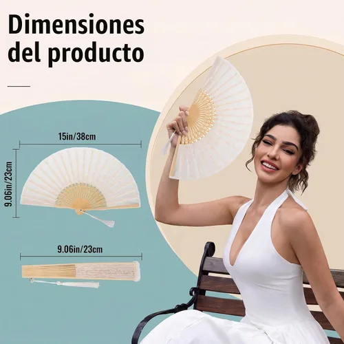 Vista 2 de Ventilador de mano plegable para mujer, ventilador de mano chino japonés 001