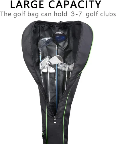 Vista 4 de Estuche de viaje para palos de golf, bolsa plegable con base dura, para práctica de campo de práctica, ligera, bolsa de transporte para 7 clubes