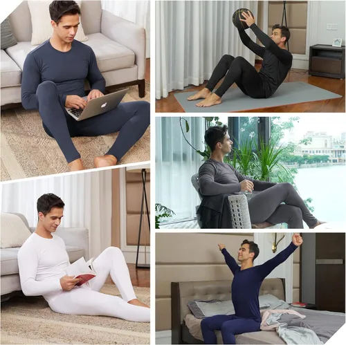 Vista 4 de CL convallaria Long Johns Thermal Underwear for Men Soft Fleece Lined Base Layer Cold Weather Bottom Top Set XS-4XL