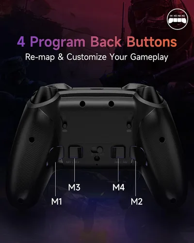 Vista 8 de EasySMX X20 Wireless Gaming Controller with RGB Backlit, 2-Stage Hall Effect Sticks, 1000Hz Polling Rate, 6-Axis Gyro on Multi-Platform, Mech