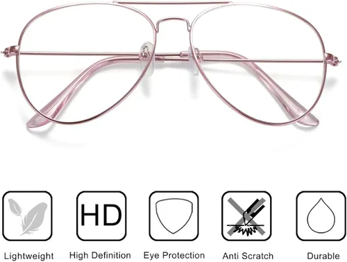 Vista 4 de AISSWZBER Lentes de aviador transparentes con marco de metal clásico prémium