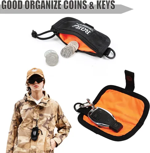 Vista 7 de Rough Enough - Monedero pequeño FOB para llaves de coche, cartera EDC para hombres con cordón