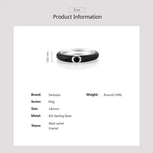 Vista 5 de Santuzza Anillo apilable esmaltado de plata de ley 925 con circonita cúbica, arco iris, eternidad, anillos apilables para mujer